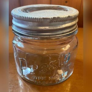 Vintage Presto Wide Mouth Glass Top Canning Jar Clear Small Good Housekeeping 3"